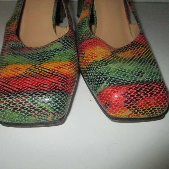 Squared Toe 'Rainbow' Snake Patent Print Pumps - Picture 3 of 6